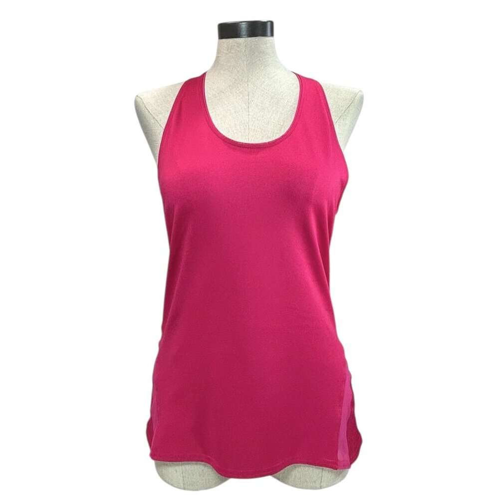 INPHORM Racerback Tank Top Sz L Hot Pink Mesh Cutout Scoop Neck Athletic Tank